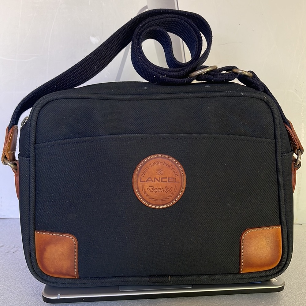 Lancel Blue Canvas/Leather Crossbody Bag